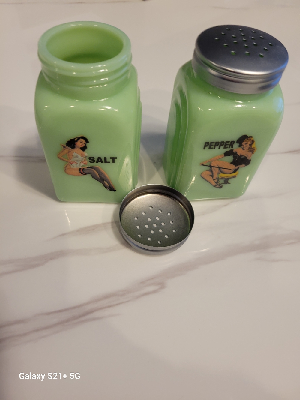 Vintage Style Jadeite Green Salt & Pepper Shakers - Pinup Graphics
